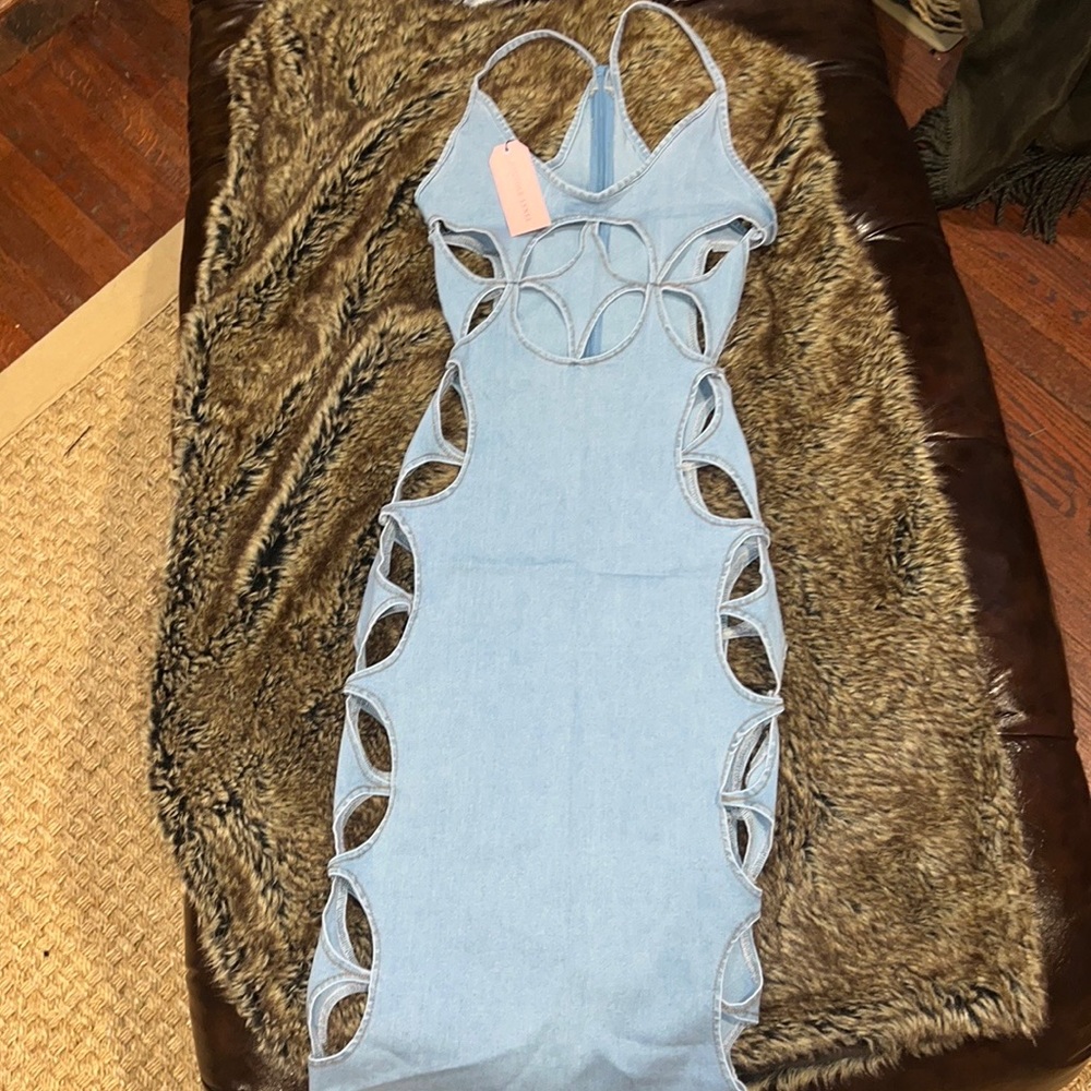 Denim Cutout Midi Dress
